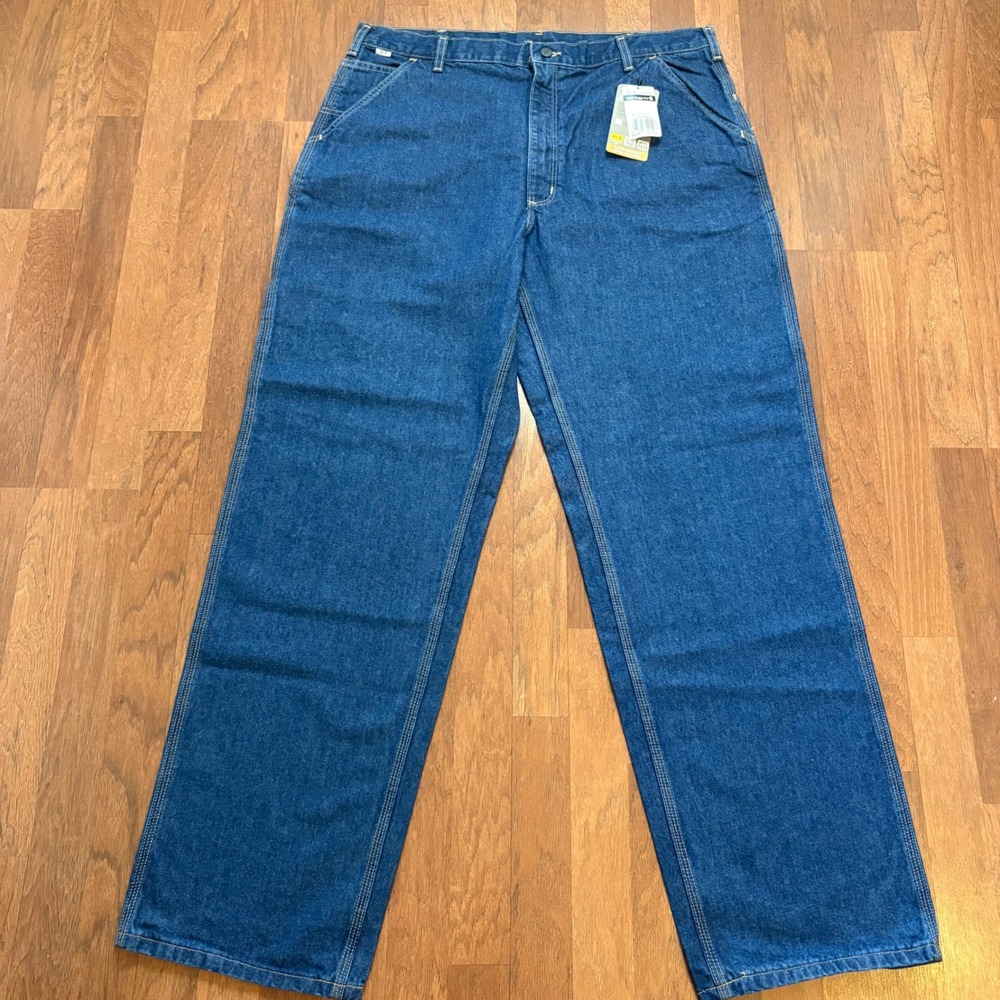 Carhartt FRB13 DNM Flame Resistant Denim Dungaree Mens 40x34 Blue Work Pants NWT - Picture 2 of 6